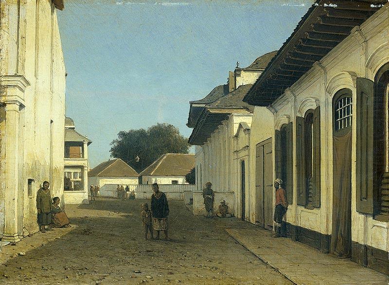 Een straatje in het oude gedeelte van Batavia, Jan Weissenbruch
